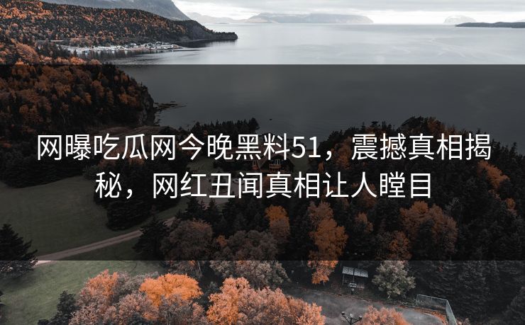 网曝吃瓜网今晚黑料51，震撼真相揭秘，网红丑闻真相让人瞠目