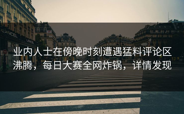 业内人士在傍晚时刻遭遇猛料评论区沸腾，每日大赛全网炸锅，详情发现