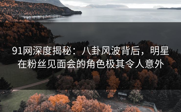91网深度揭秘：八卦风波背后，明星在粉丝见面会的角色极其令人意外