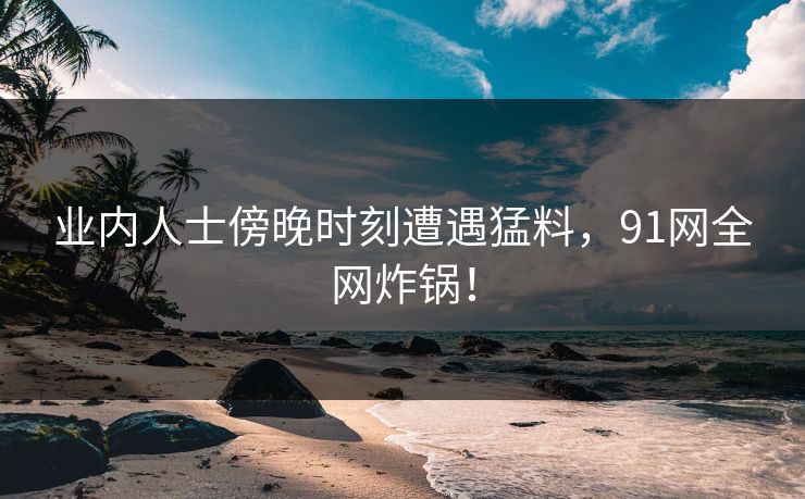 业内人士傍晚时刻遭遇猛料，91网全网炸锅！