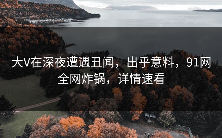 大V在深夜遭遇丑闻，出乎意料，91网全网炸锅，详情速看