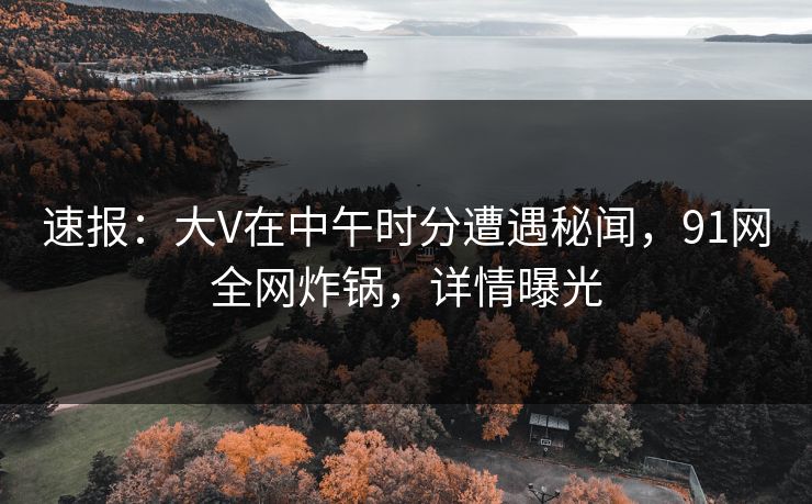 速报：大V在中午时分遭遇秘闻，91网全网炸锅，详情曝光