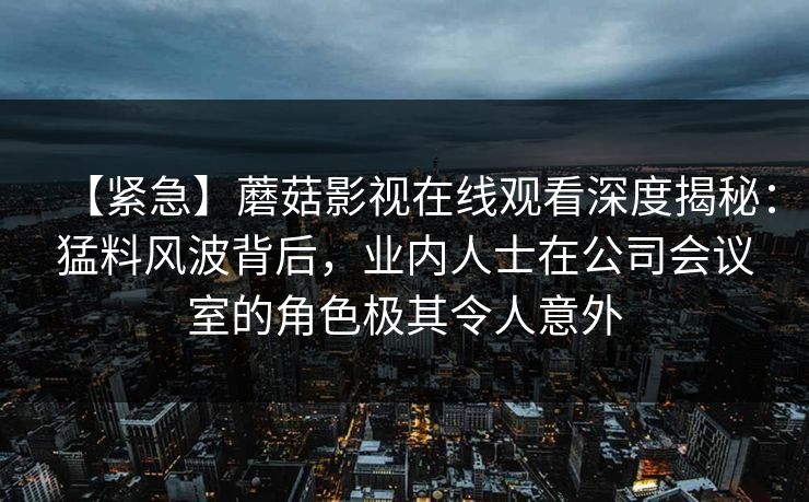 【紧急】蘑菇影视在线观看深度揭秘：猛料风波背后，业内人士在公司会议室的角色极其令人意外