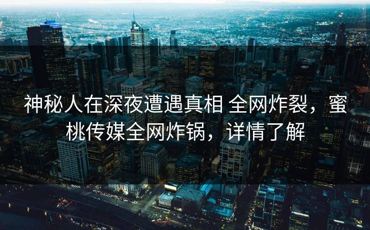 神秘人在深夜遭遇真相 全网炸裂，蜜桃传媒全网炸锅，详情了解